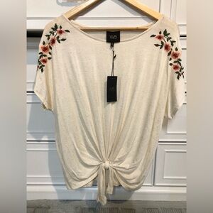 Top W5 Tie Knot Crochet Floral Top in Beige Brand New with Tags XL